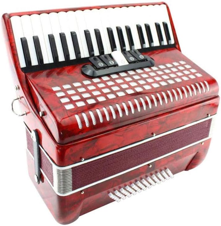 Accordion 60 Bass 34-Key Toy Accordion Musical Instruments 5 Voice Change Adult Performance Accordion Performance Instrument for Dad or Mum (Color : Red)