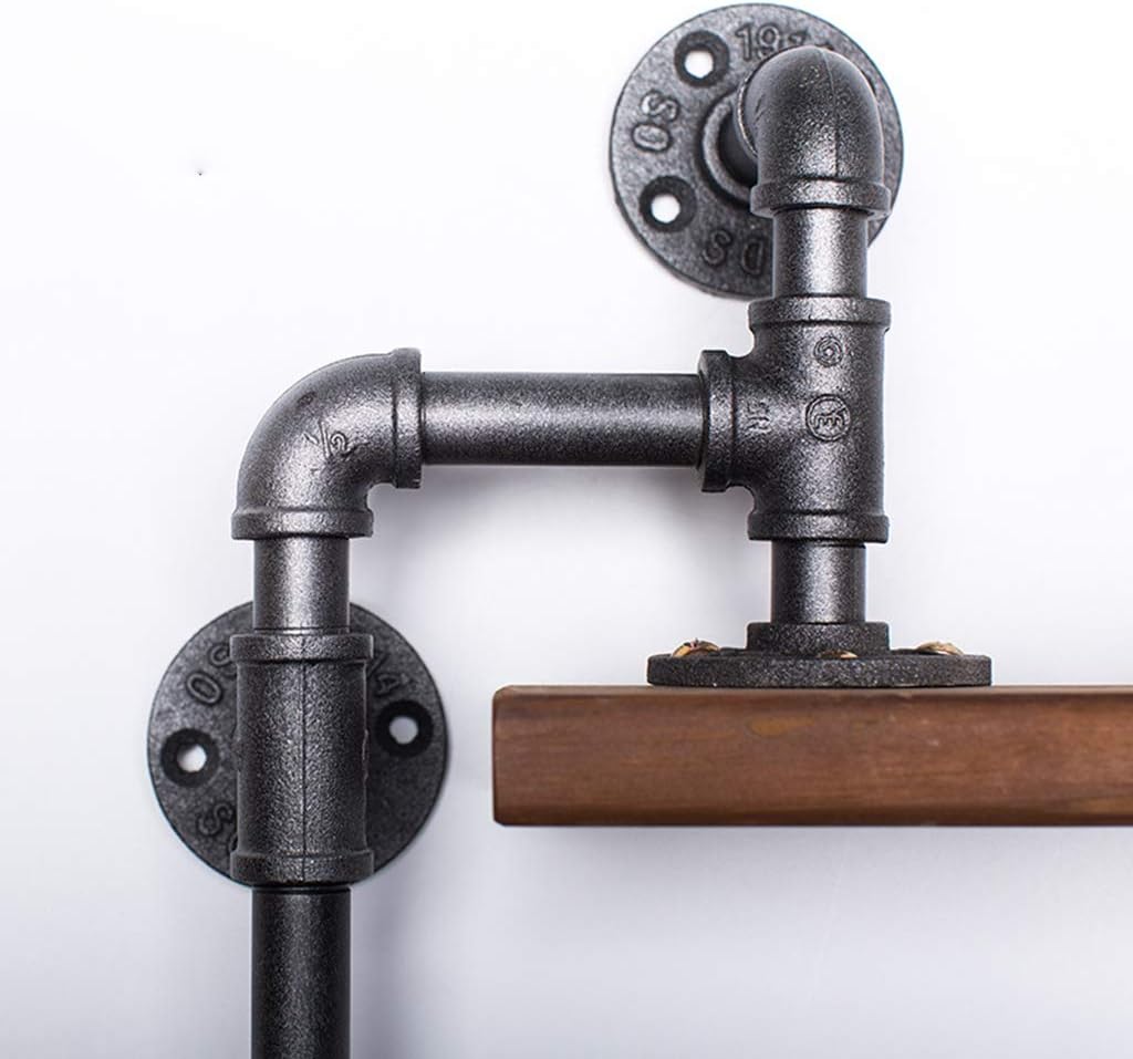 JHSLXD Water Pipe Shelf Retro Industrial Style Wall Shelf Creative Solid Wood Partition Shelf Indoor Decoration Flower Stand,B Style