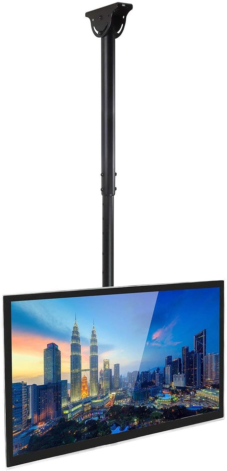 TV Ceiling Mount Bracket, Adjustable Height TV Wall Mount Bracket, Full Motion 360 Deg Rotation Tilting Swiveling, for Flat Panel LCD LED OLED Plasma TVs, Fits Up to 75 I