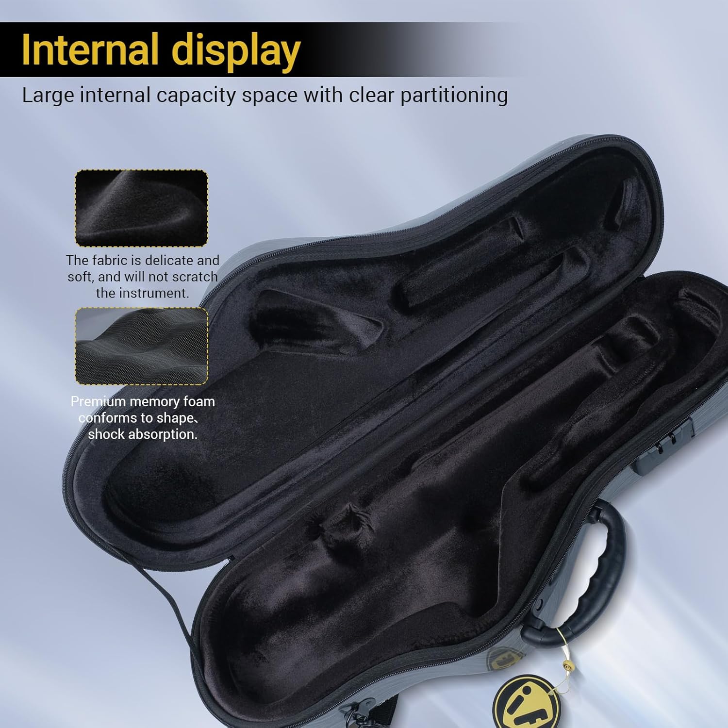 IF Alto Saxophone Contoured High-Strength Protective Shell, Lightweight & Durable Construction Alto Sax Case, Accessory Pocket, Combination Lock & Detachable Strap, Hard Shell Backpack