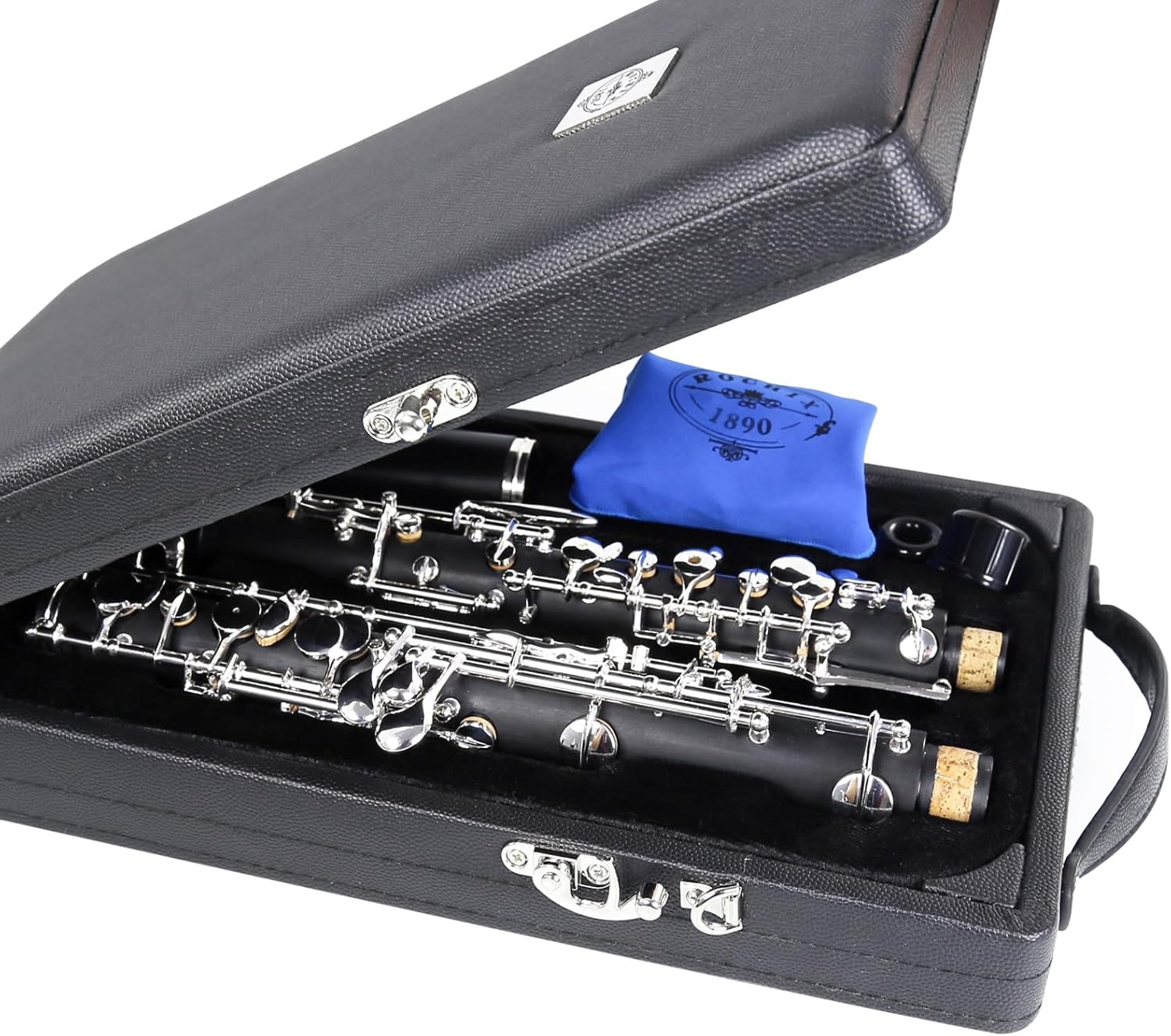 Rochix Oboe Children Level CH13 Composite Wood Body Silver Plated Semi Automatic C Tone with 1 Reeds,1 Cleaning Cloth,1 Oboe Swab,1 Thumb Rest,1 Case and More