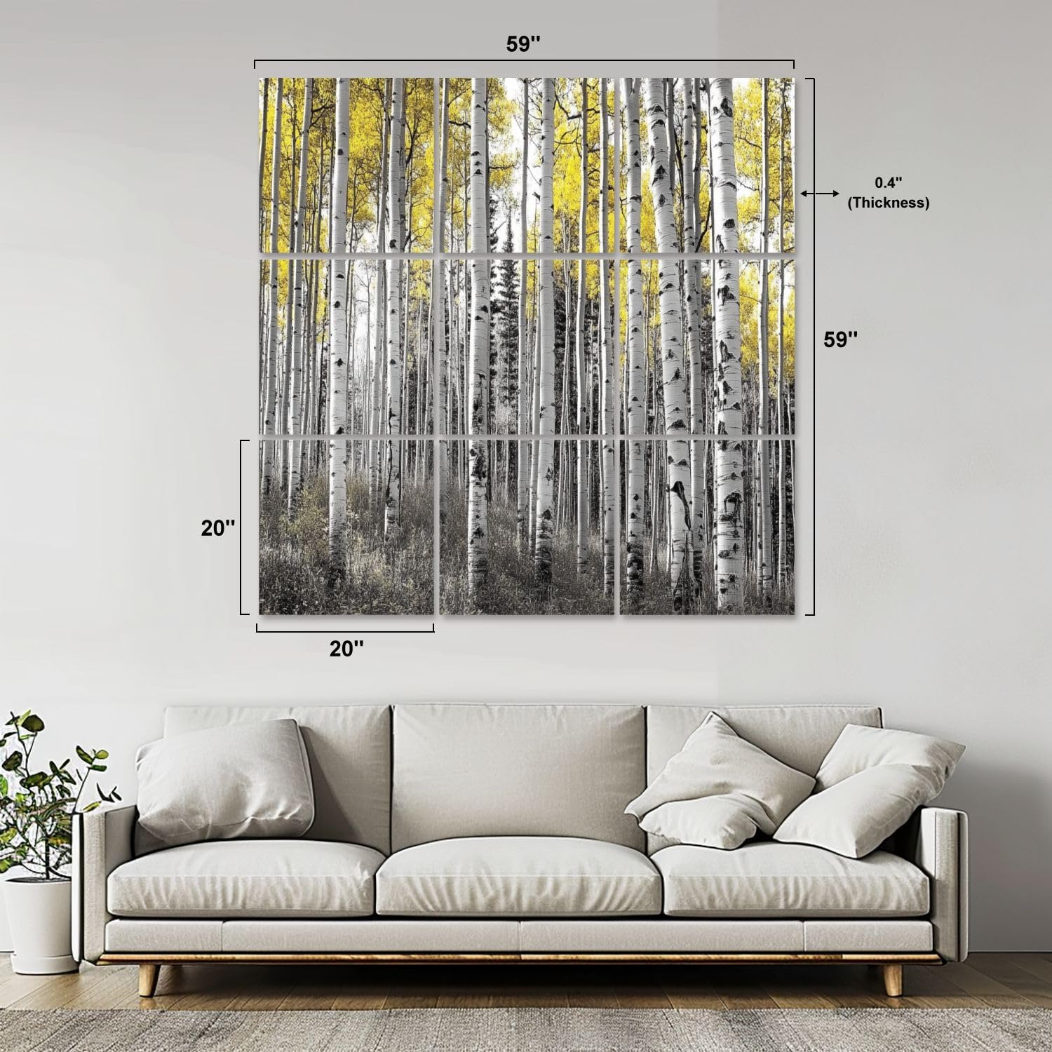 Art Acoustic Panels Self Adhesive thick forest tall aspen trees golden aspenss pictures 9 Packs Decorative Soundproof Wall Panels Large Sound Absorbing Panels for Home Office 60