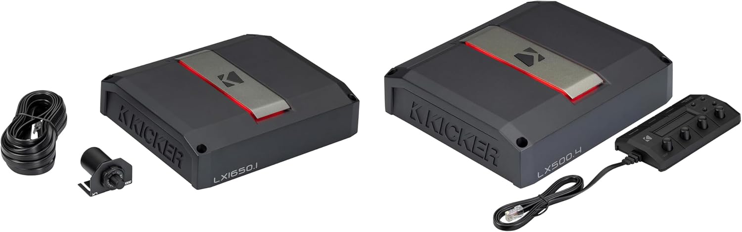 Kicker LX500.4 & LX1650.1, Amp Bundle 4-Channels Full Range Amp & Mono Subwoofer Amp. (51LX5004, 51LX16501)