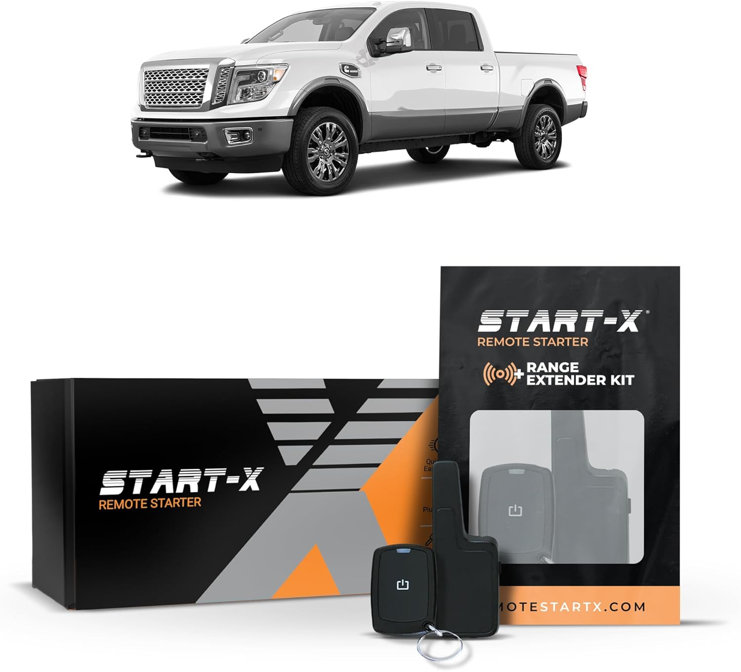Start-X Remote Starter Kit + 2000ft 1 Way Range Extender for Nissan Titan (2016, 2017, 2018, 2019, 2020, 2021, 2022, 2023) Trucks with Push-to-Start Ignition