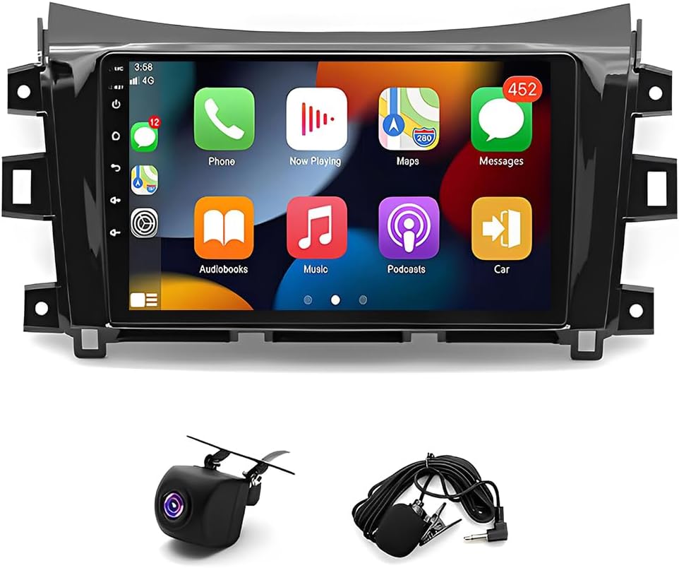 Car Stereo Radio for Nissan Navara 2015-2018 with w/carplay/w/Android 13 Auto, 9 Inch IPS Touch Screen Car Radio with GPS Navigation w/Bluetooth WiFi Mirror Link Backup Camera, 2G RAM 32G ROM