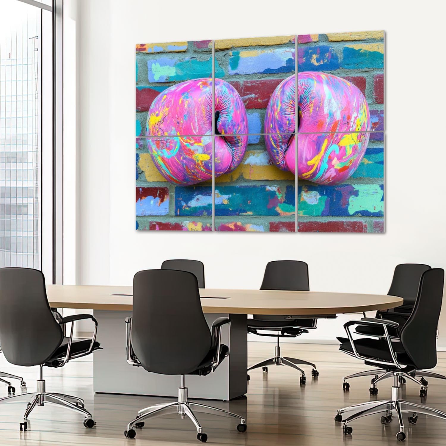 6 Pack Art Acoustic Panels Sound Absorbing Graffiti Boxing Gloves Sport Modern Bright Pink Multicolor Paint Decorative Soundproof Wall Panels Self Adhesive for Recording Studios Office 72