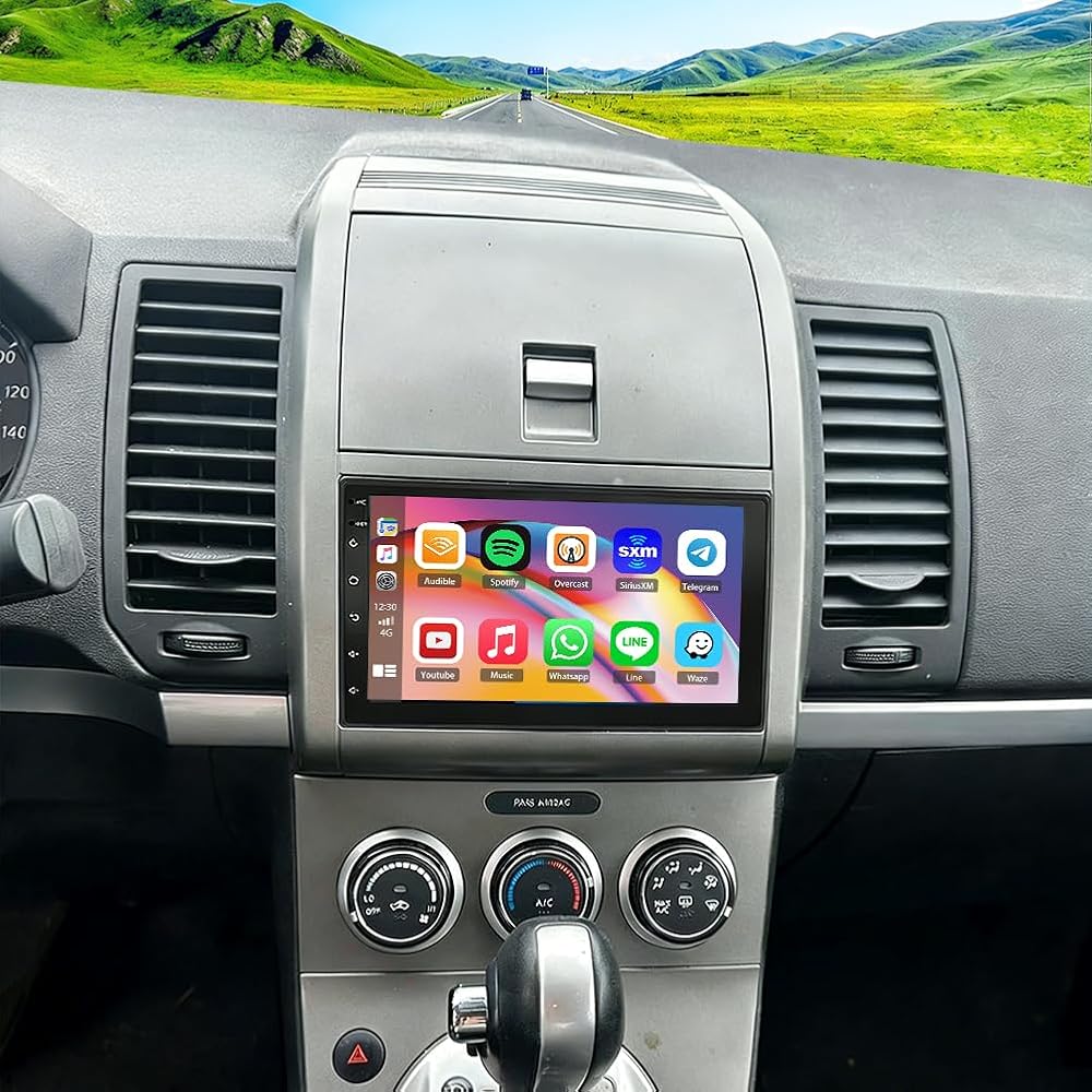 2+64G Double Din Radio Stereo for Nissan Sentra/Sylphy 2007-2012 with Wireless Carplay & Android Auto,7 Inch Android 15 Car Audio Receiver GPS Navigation Unit with Bluetooth Head Unit WiFi SWC