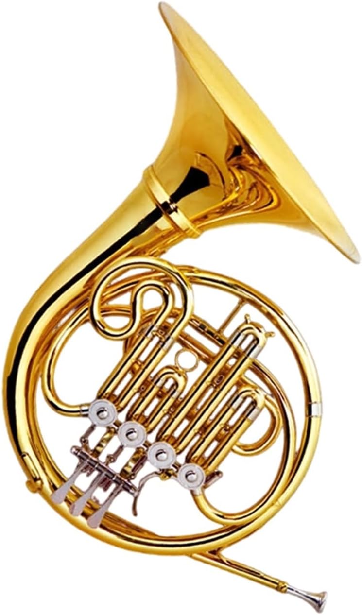 4 Key French Horn Musical Instrument Four Key Single Row French Horn B Flat Lacquer Gold Professional Performance(Single Row)