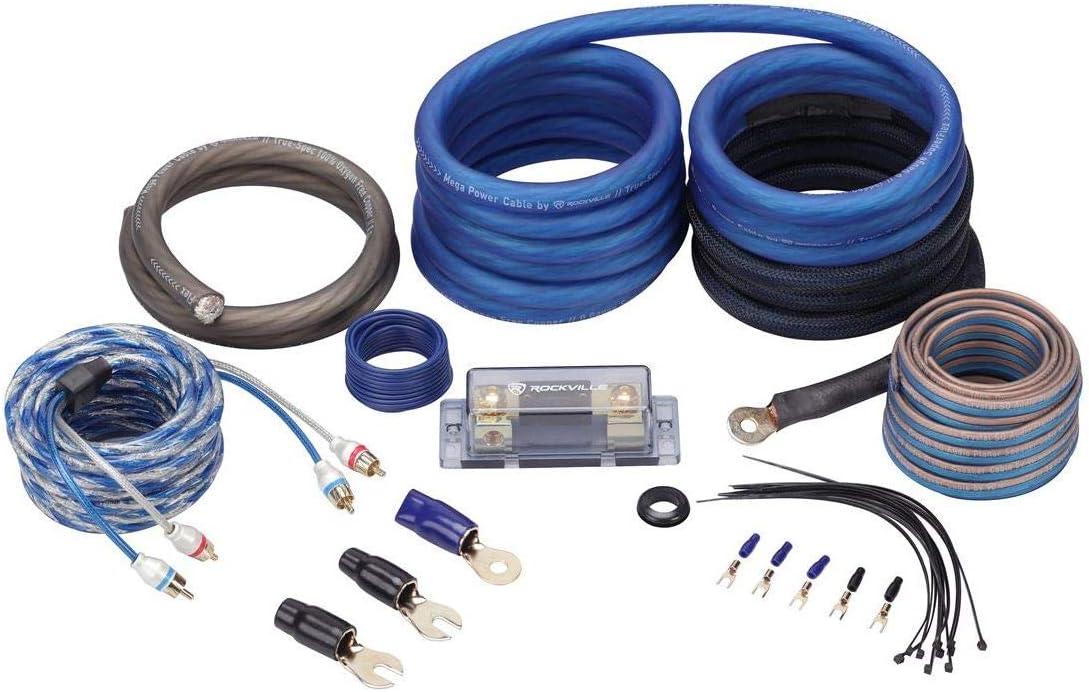 Rockville RWK0CU 0 AWG 100% Copper Amp Installation Wire Kit, OFC, High Power Transfer, Durable Design, Complete Accessories, for Car Audio Enthusiasts