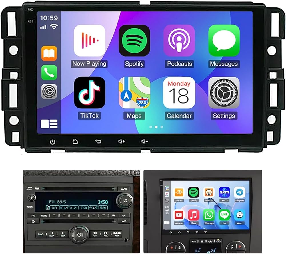 8 inch Double Din Car Stereo Radio Upgrade for Chevy Colorado 2015 2016 2017 2018 2019 2020 2021 2022 with Wireless Carplay Android Auto,QLED Touch Screen GPS WiFi Bluetooth FM Backup Camera,2G+32G