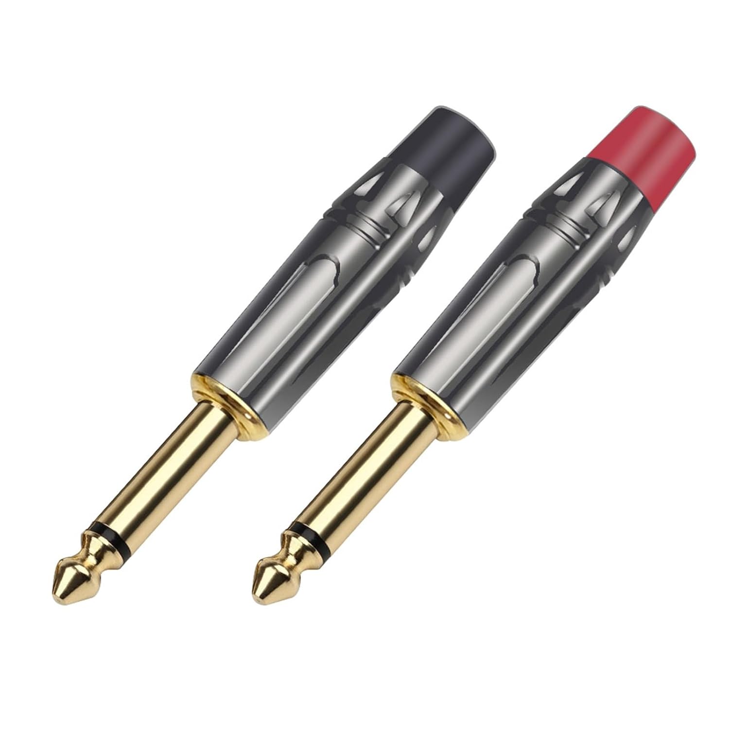 10PCS Mono Jack 6.35MM Connector Brass 2 Pole 6.3MM 1/4 Inch Plug Audio Microphone Cable Connector (Color : 5xBlack 5xRed)
