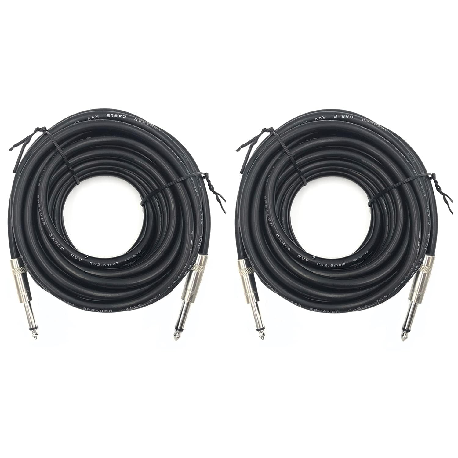 2 Pack 100ft 1/4 Inch to 1/4 Inch Male Speaker Cable, 100 feet 6.35mm Stereo Audio Connection Cord, 12 Gauge AWG Wires