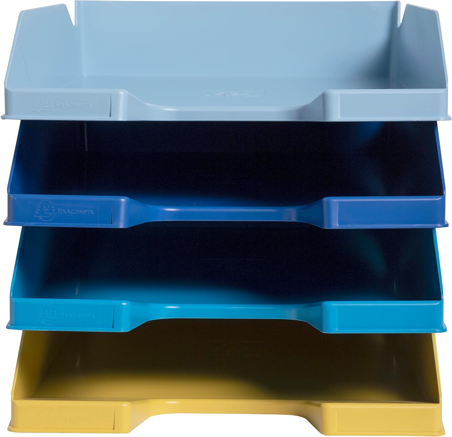 Exacompta - Ref 113202SETD - Set of 4 Combo Midi Bee Blue Letter Trays - Dimensions 34.5 x 25 x 24.5 cm - for A4+ documents - Angel Blue - Assorted Colours