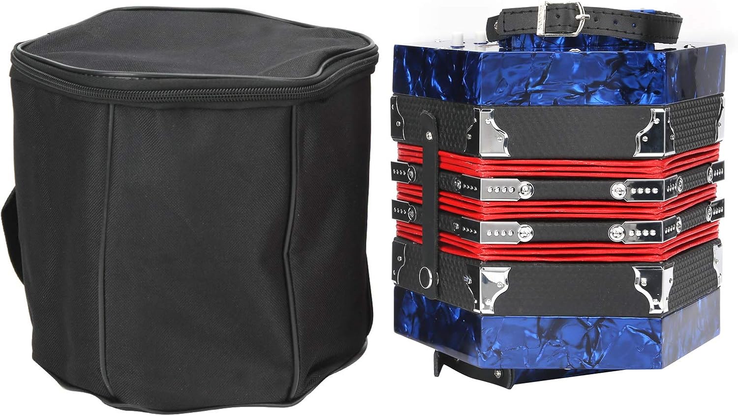 Concertina Accordion Portable, Professional Musical Instrument, Royal Blue - Ergonomic Design, Adjustable Strap, Ideal for Beginners and Adults (Royal Blue)