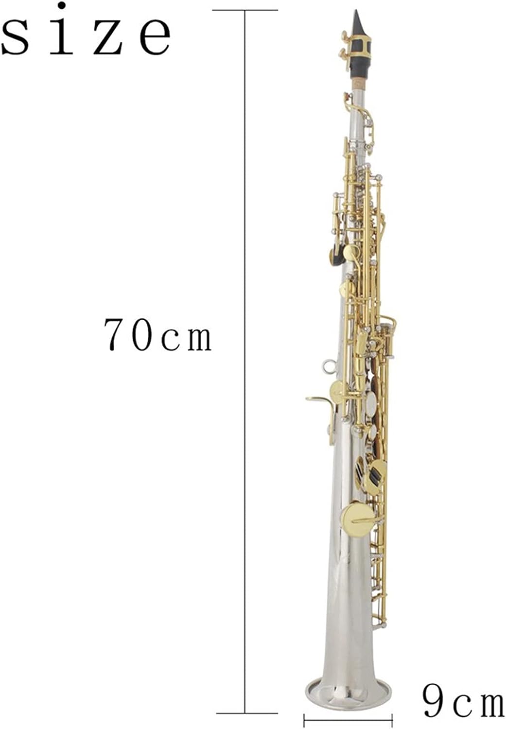KESHUO Saxophone Bb Flat Woodwind Instrument Brass Straight Sax with Case Mouthpiece Musical Instrument Accessories Brass Sax Beginners Kit