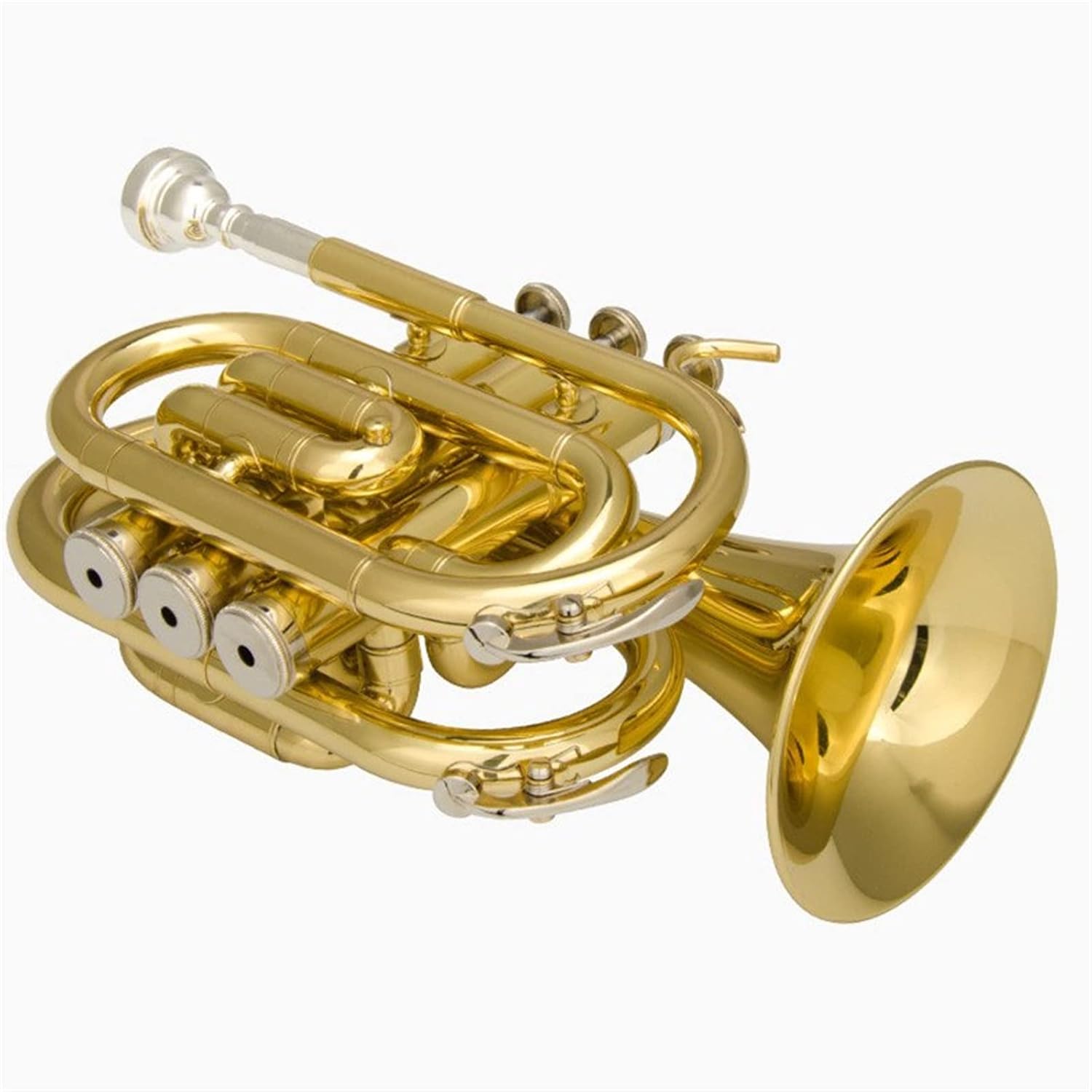 Portable Trumpet B-Flat Pocket Cornet Brass Instrument Beginner Trumpet