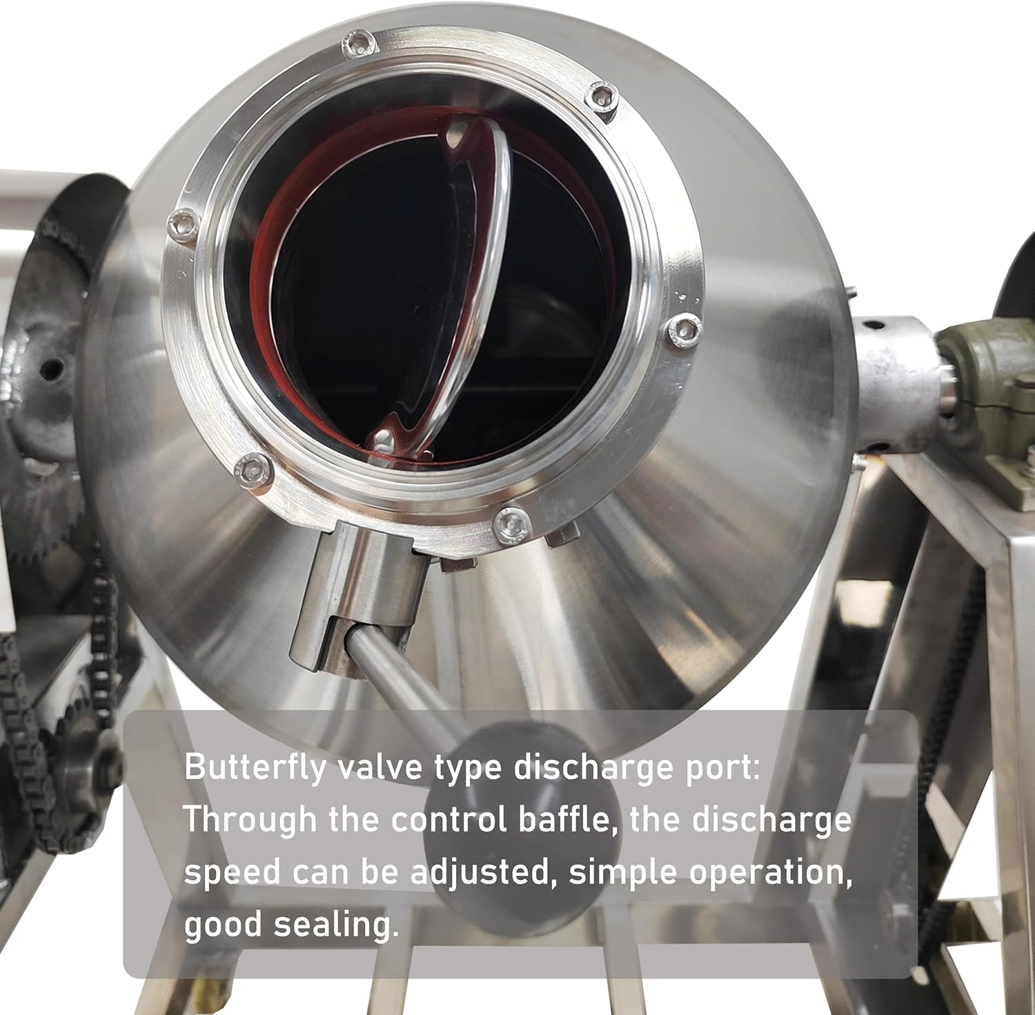 Dry Powder Mixer Drum Mixer Drum Blender Mixing Machine Stainless Steel Butterfly Valve Type Discharge Port 30L 3KW 110V for Powdery Granular Materials