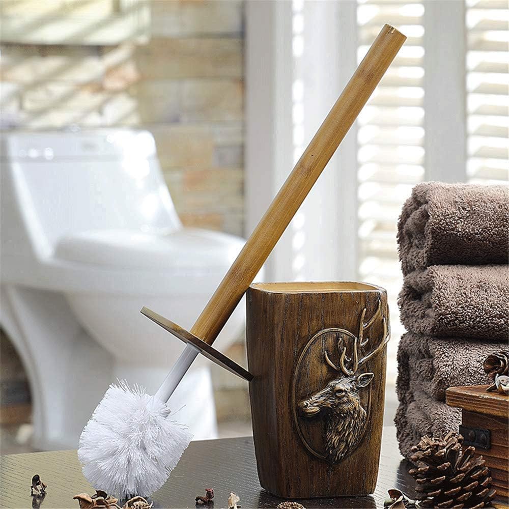 Home-it Toilet Brush Set Bronze Toilet Brush for Tall Toilet Bowl and Toilet Brush Holder with Lid Great Toilet Bowl Cleaner