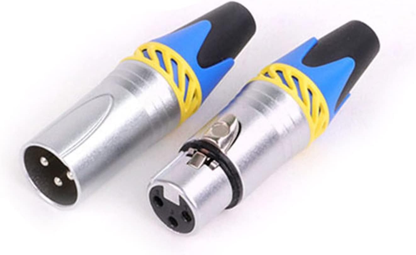 X L R Connector 3pin XLR Microphone M I C Male Plug Female Jack Adapter 6 Colors Available Cable Terminals Soldering 10Pcs (Color : 5xD1037-Blue)