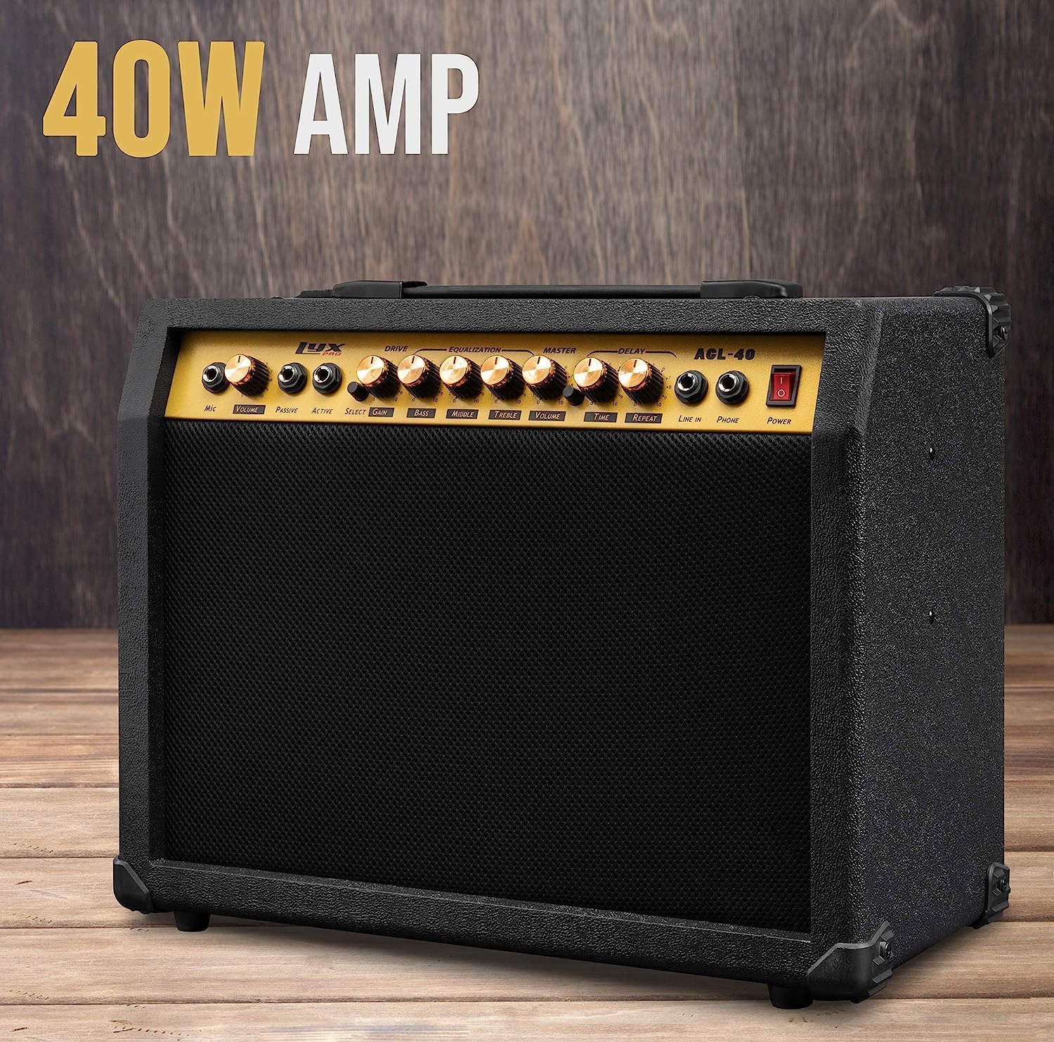 LyxPro 39” Electric Guitar Left Hand TL Series, Full-Size Paulownia Wood Body - 40 Watt Electric Guitar Amplifier Combo Solid Studio Amp with 8” 4-Ohm Speaker - ¼