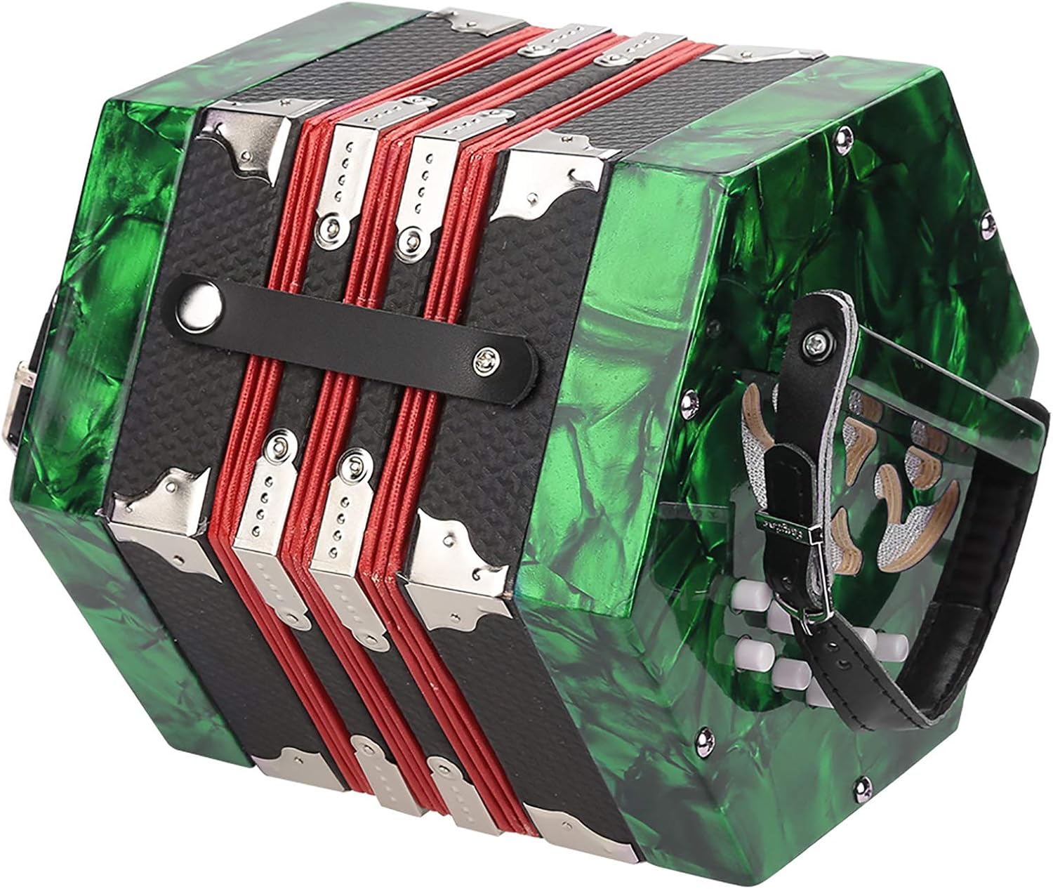 20 Button Concertina, Accordion Musical Instrument Accessory with Carrying Bag for Kids Beginner for Children Amateur(Green)