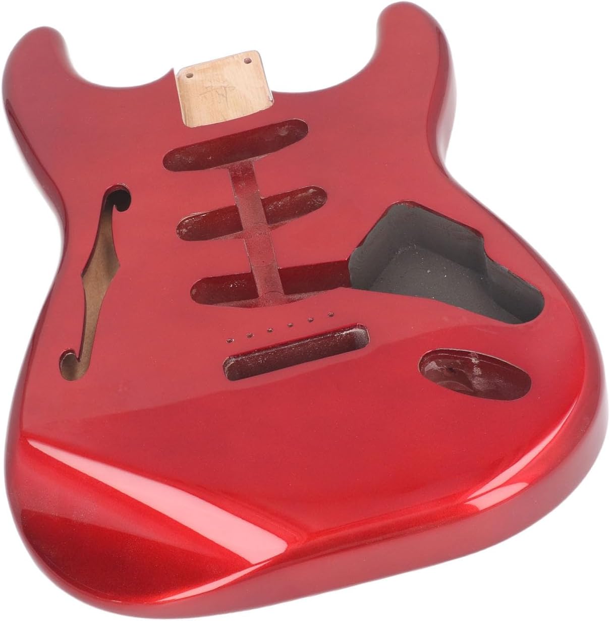 Electric Guitar Body, High Gloss Finish, Decorative Predrilled Exquisite Wooden Electric Guitar Body for Upgrade (GSB12ST Red)