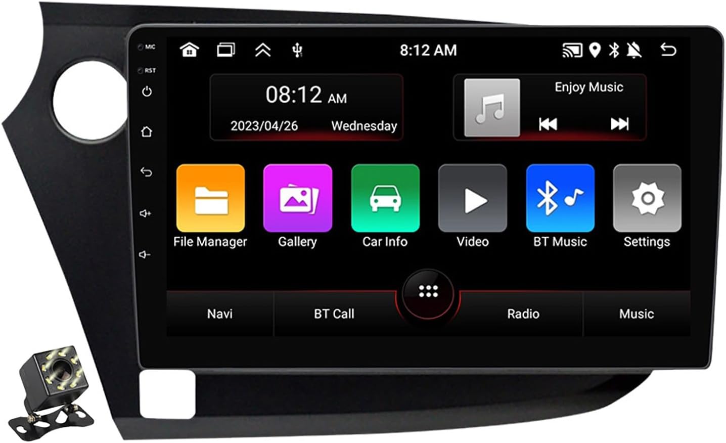 2 Din Car Stereo Radio Bluetooth Carplay 9 Inch Touchscreen for Honda Insight 2 LHD 2009-2014 Android 12 Multimedia Player Support 5G WiFi/SWC/FM/AM DAB+ with Backup Camera