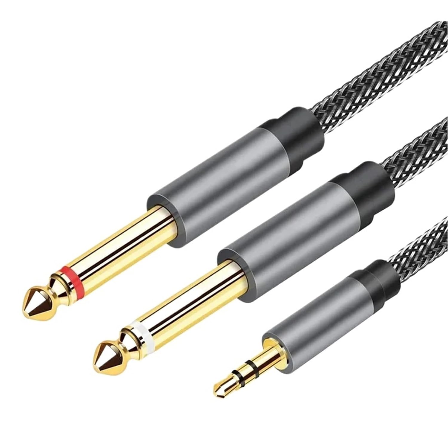 Stereo Audio Cable Jack 3.5mm to Double 6.5mm for Phone MP3 Laptop Tablet TV Speaker and So on 6.5 to 3.5 Jack(Black,3m)