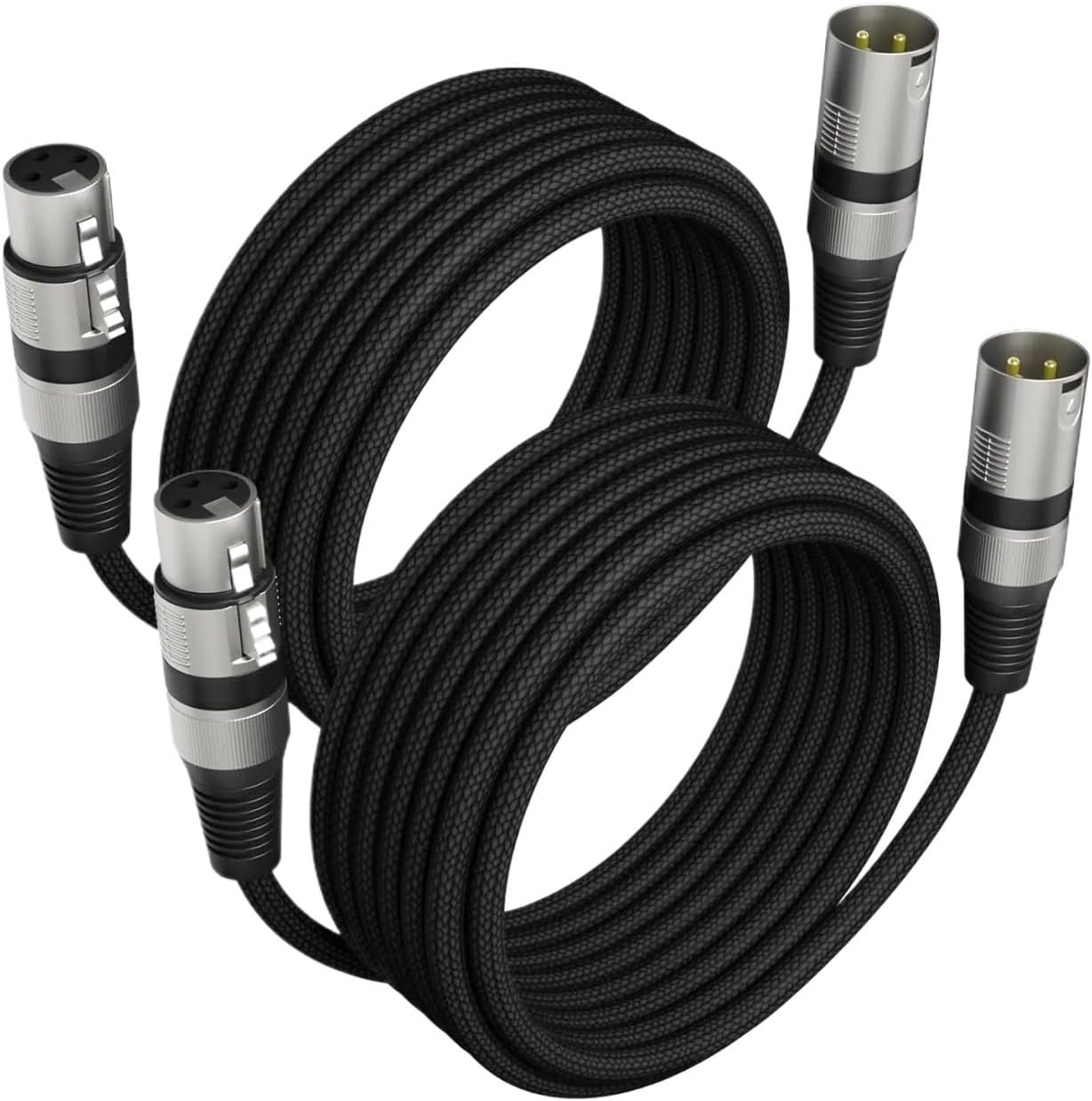 2Pack 3Pin XLR Audio Line Braided Cord Noise fr;/ee and Long-Lasting XLR Mic Balanced Male to Female Extension Cord for DMX(20m)