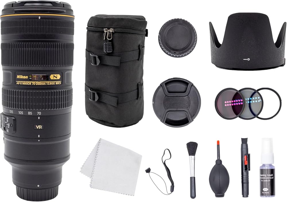 Nikon 70-200mm f/2.8G ED VR II AF-S Nikkor Zoom Lens + Filter Kit + Cap Keeper + Cleaning Kit (Renewed)