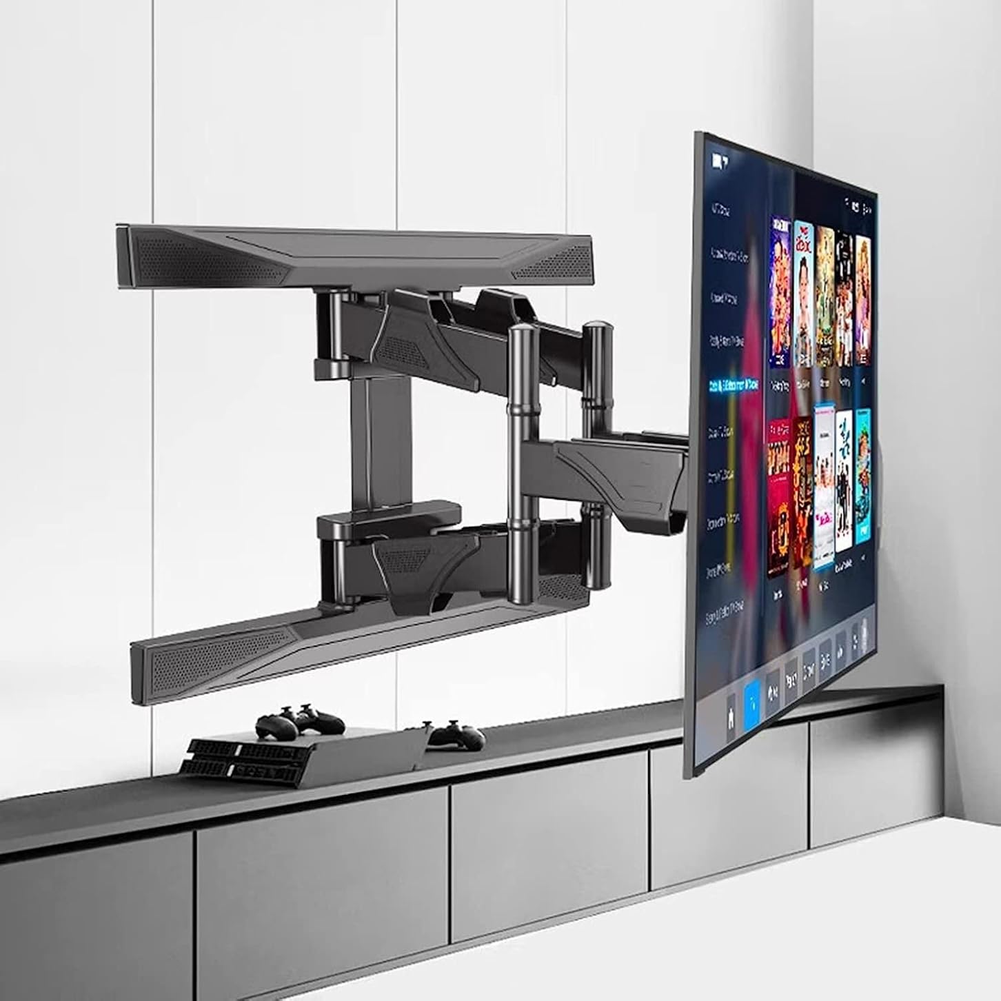 Multifunction Full Motion TV Wall Mount, TV Wall Bracket for Most 40-80 Inch Flat TVs, Wall Mount TV Bracket with Articulating Swive and Tilt TV Mount TV Stand
