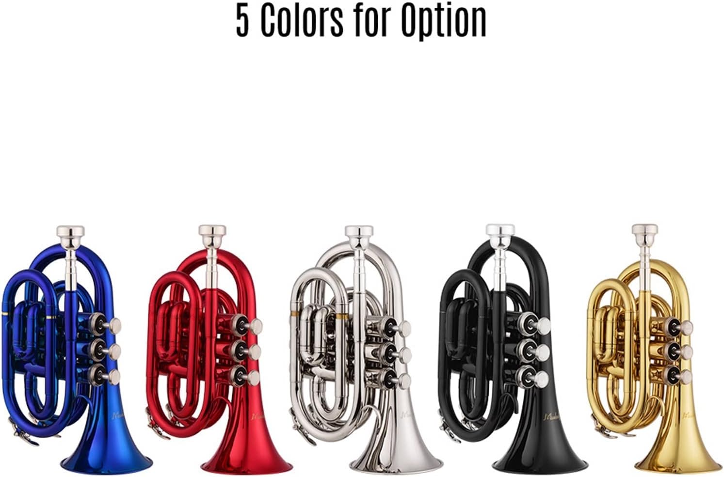 Standard Trumpet Set Mini Pocket Trumpet Bb Flat Brass Material Wind Instrument with Mouthpiece Gloves Cleaning Cloth Carrying Case