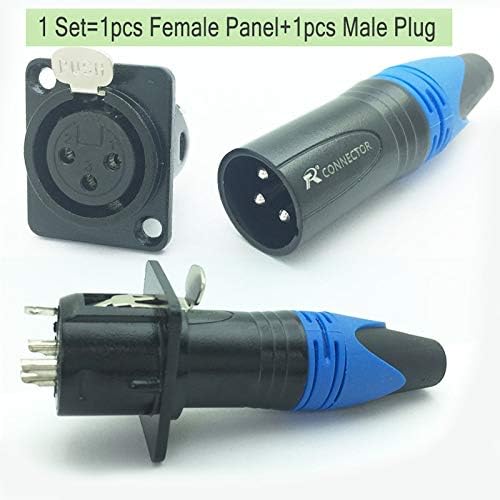 Davitu Electrical Equipments Supplies - 50Sets 3 Pin XLR Connector 50pcs Male+50pcs Female 3 Poles XLR Panle Mount Female/Male Plug Jack Socket Microphone MIC Adapter - (Color: Orange-M(50 Sets))