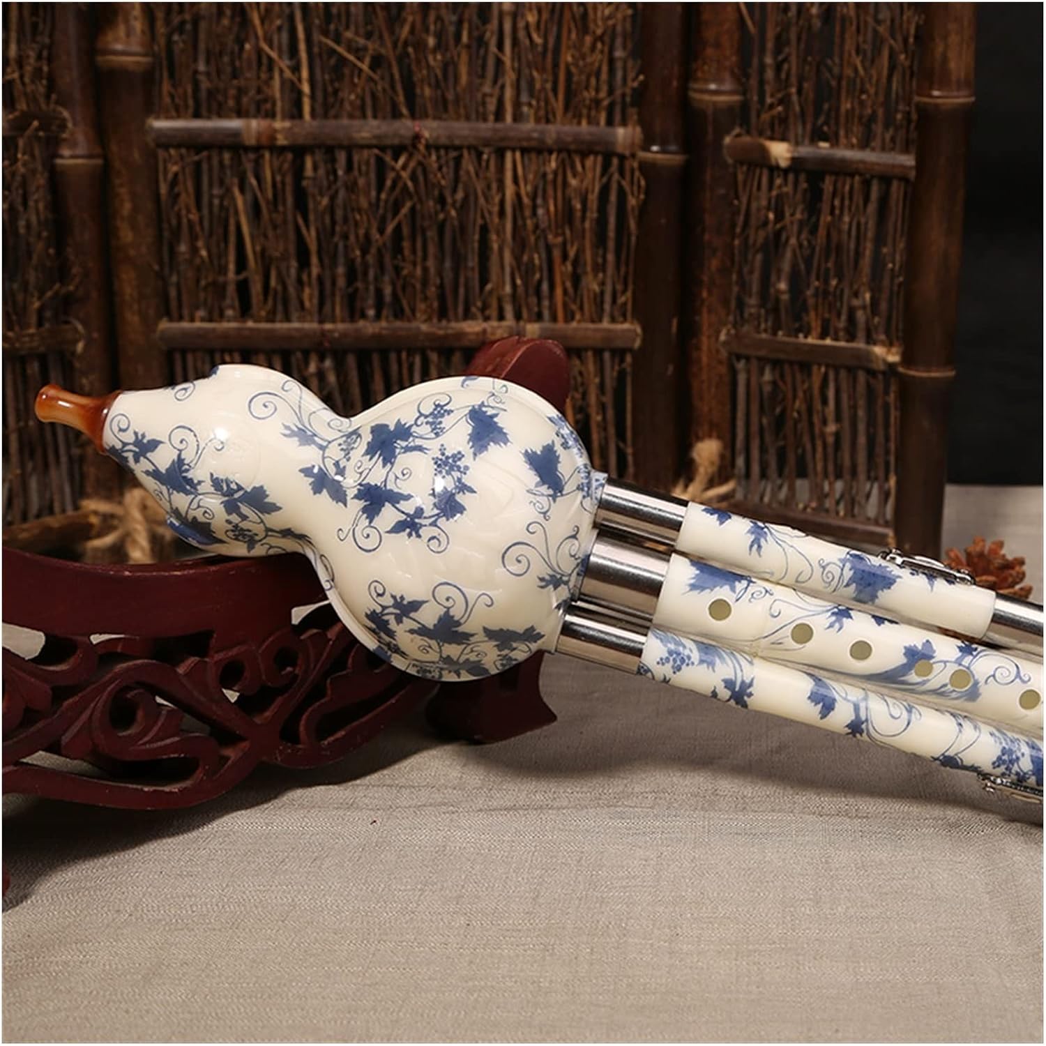 FLFL Hulusi Hulusi Flute C/Bb Key Bakelite Woodwind Detachable Hulusi with Case for Beginner (Color : 04, Size : C Key)