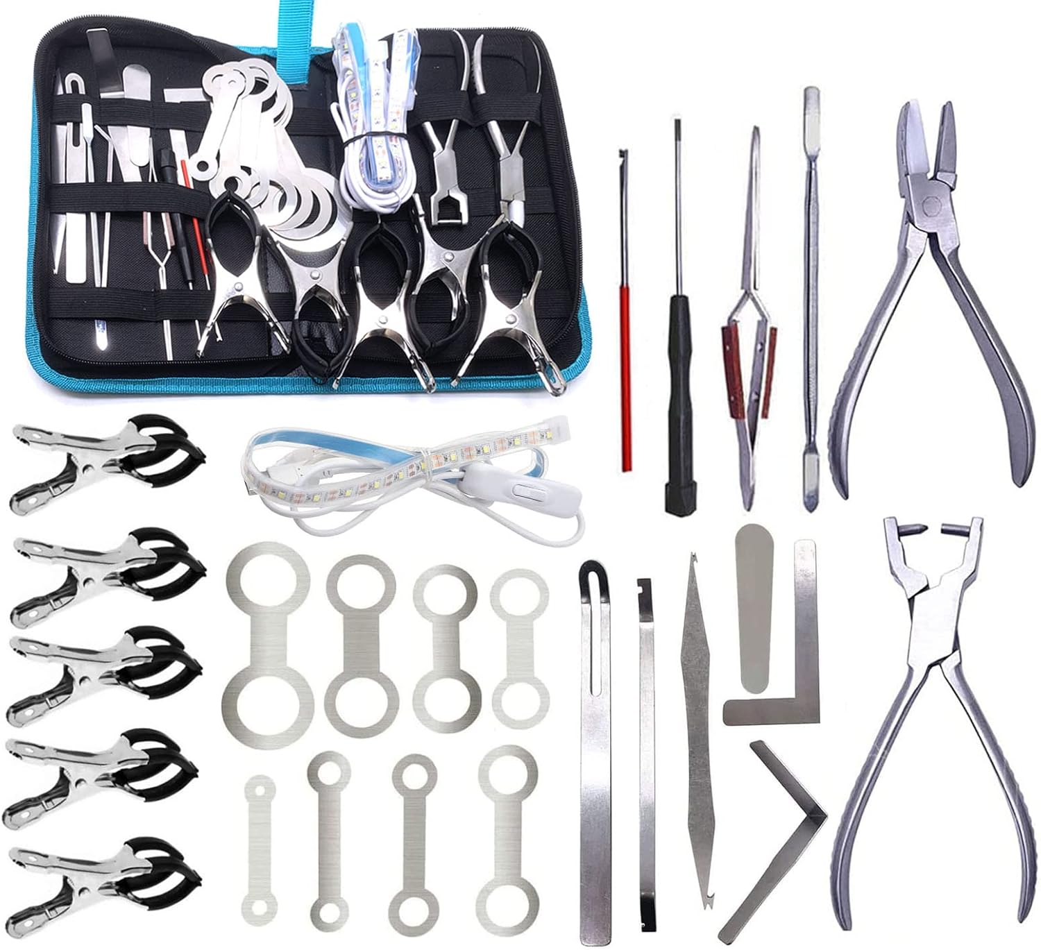 Woodwind Instrument Repair Tool Saxophone Pad Leveling Tool Key Cover Adjustment Repair Kit with Spring Needle Removing Pliers Spring Hook Stainless Steel Pack of 26 Pieces