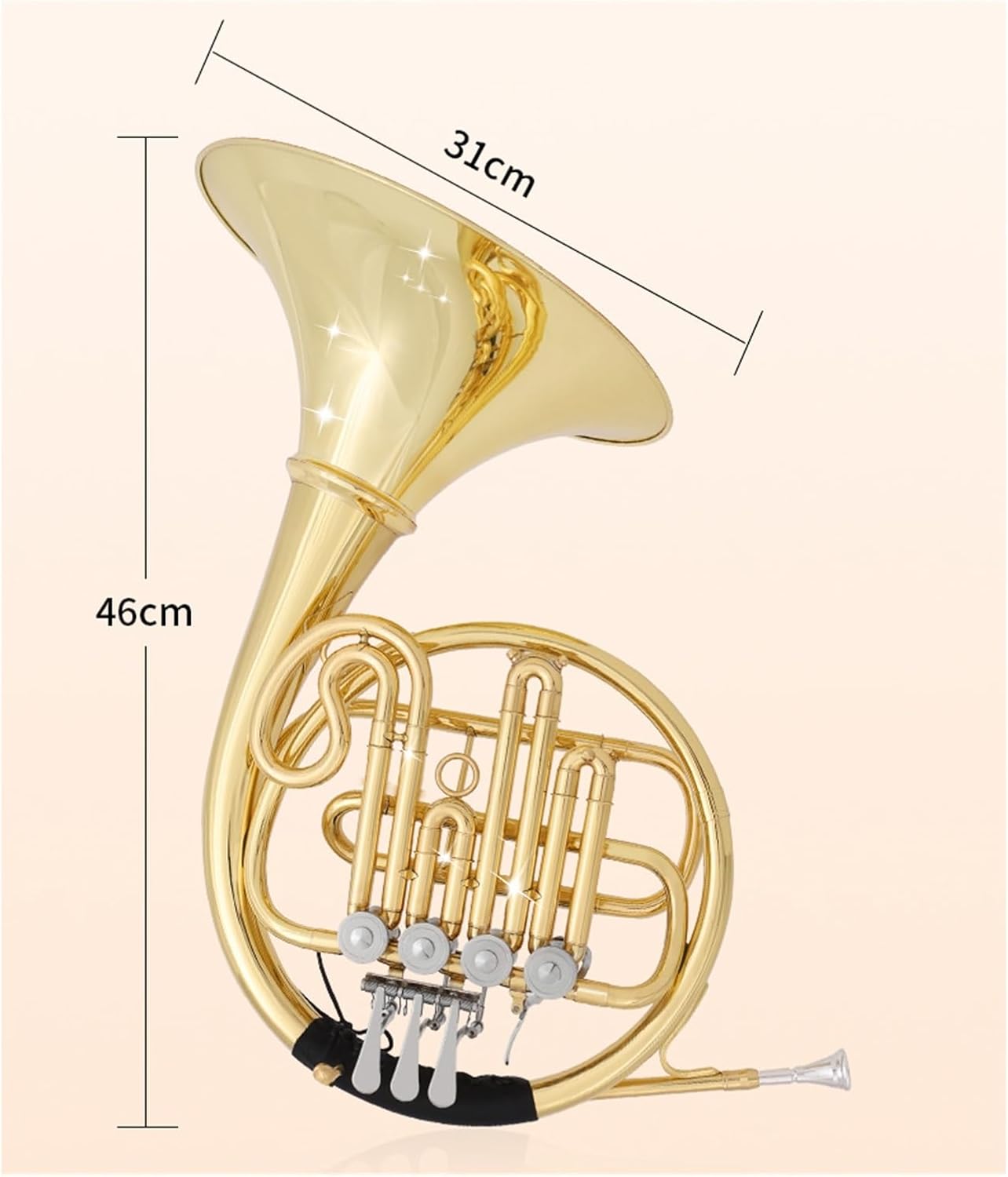 French Horn Instrument 4 Keys B Flat Brass Single Row
