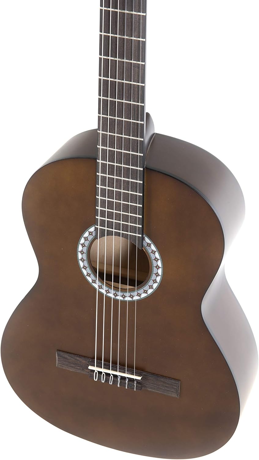 GEWA E-Acoustic Classical Guitar BASIC 4/4, Classical Guitar (ideal for ages 12 and up, nickel silver frets, chrome-plated tuners, lime and pakka wood, scale length: 650 mm, nut width: 52 mm), walnut