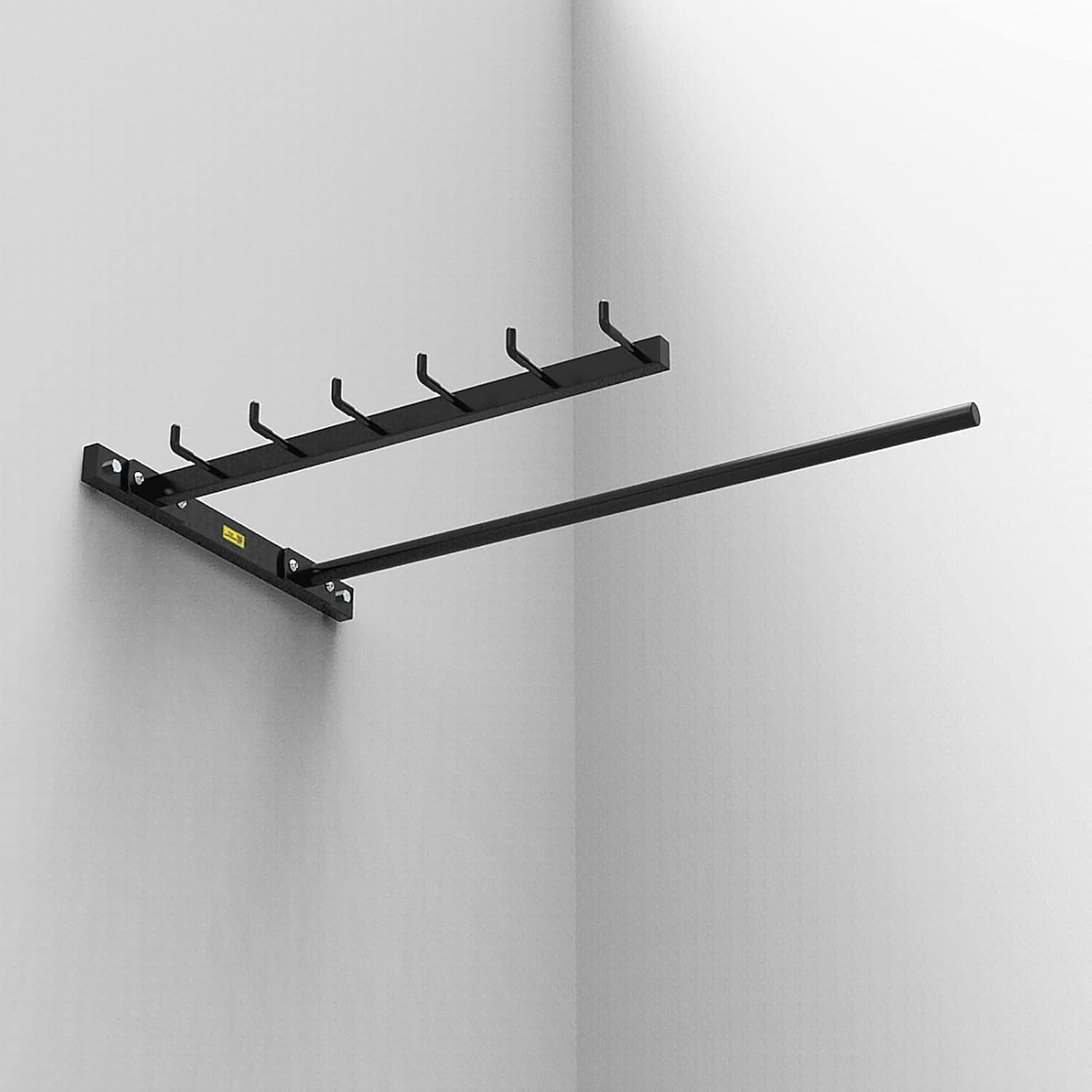 Wall Mount Yoga Mat/Balls Holder for Home/Gym/Office Corner, Heavy Duty Exercise Mats Storage Shelf with Hooks - for Hanging Yoga Straps