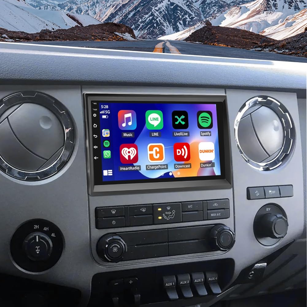 7 inch Android 14 Car Stereo Radio Fit for 2013 2014 Ford F150 Raptor, IPS Touch Screen Double Din Radio with Carplay & Android Auto GPS Navigation BT FM RDS DSP Mirror Link WiFi Backup Camera MIC