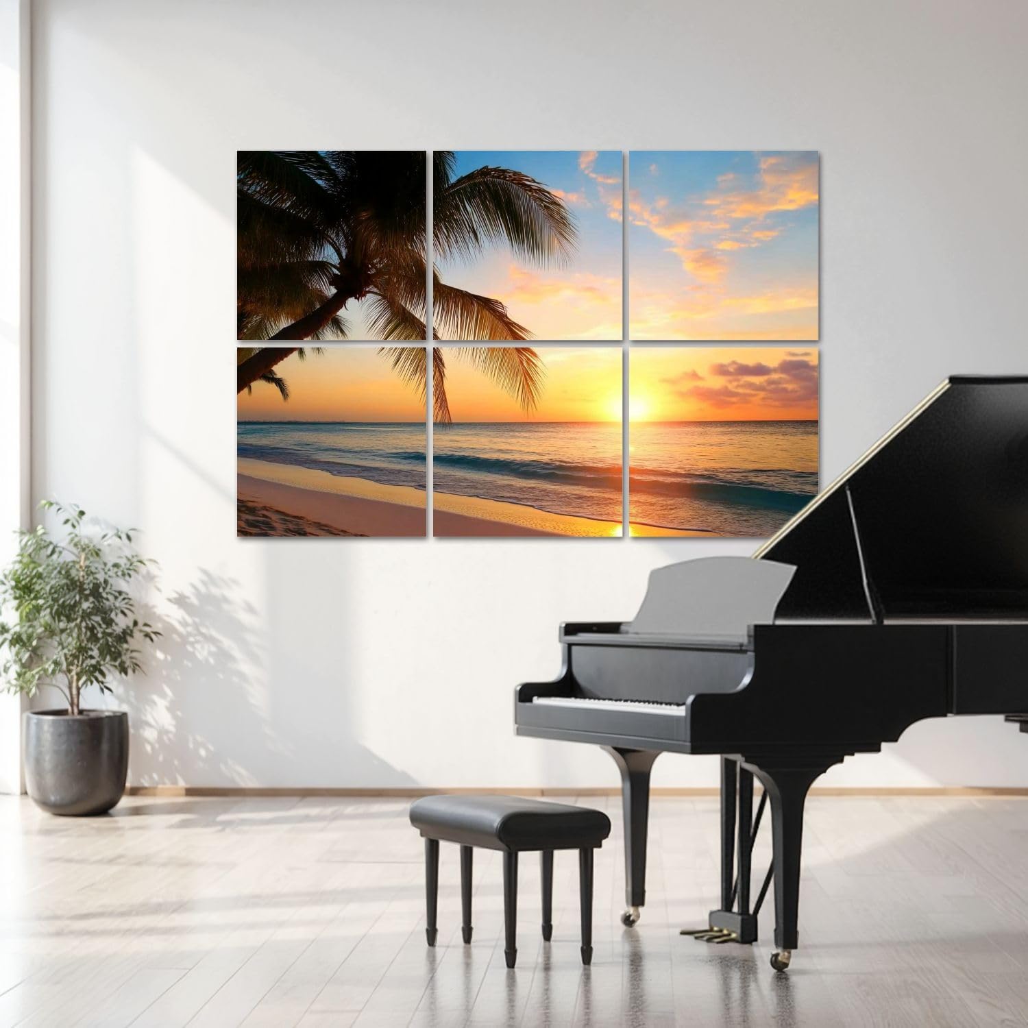 6 Pack Art Acoustic Panels Art Beautiful sunset tropical beach Sound Absorbing Panel 48