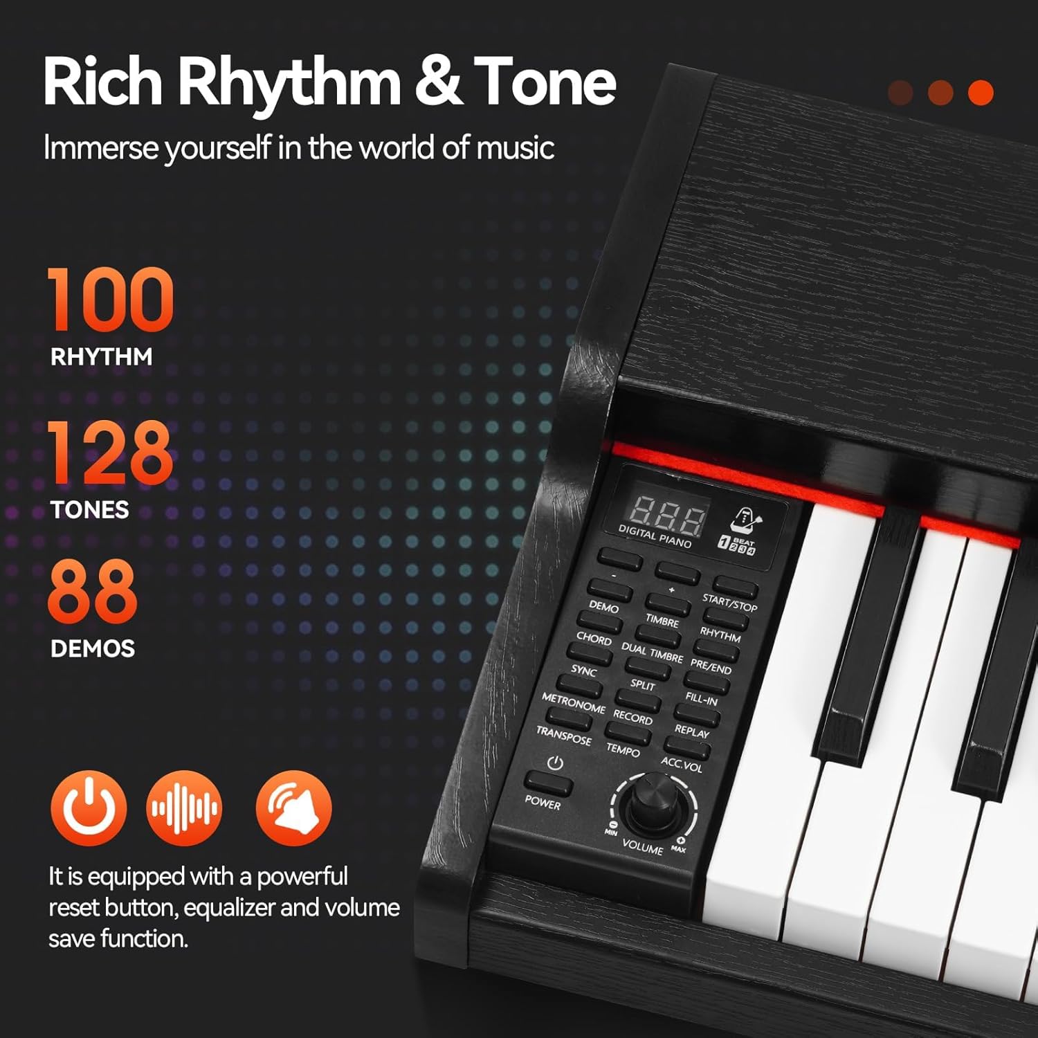 ZHRUNS 88 Key Weighted Keyboard Piano with X-Shape Stand, Sustain Pedal, Power Adapter & Sheet Music Stand - Home Digital Piano, Black