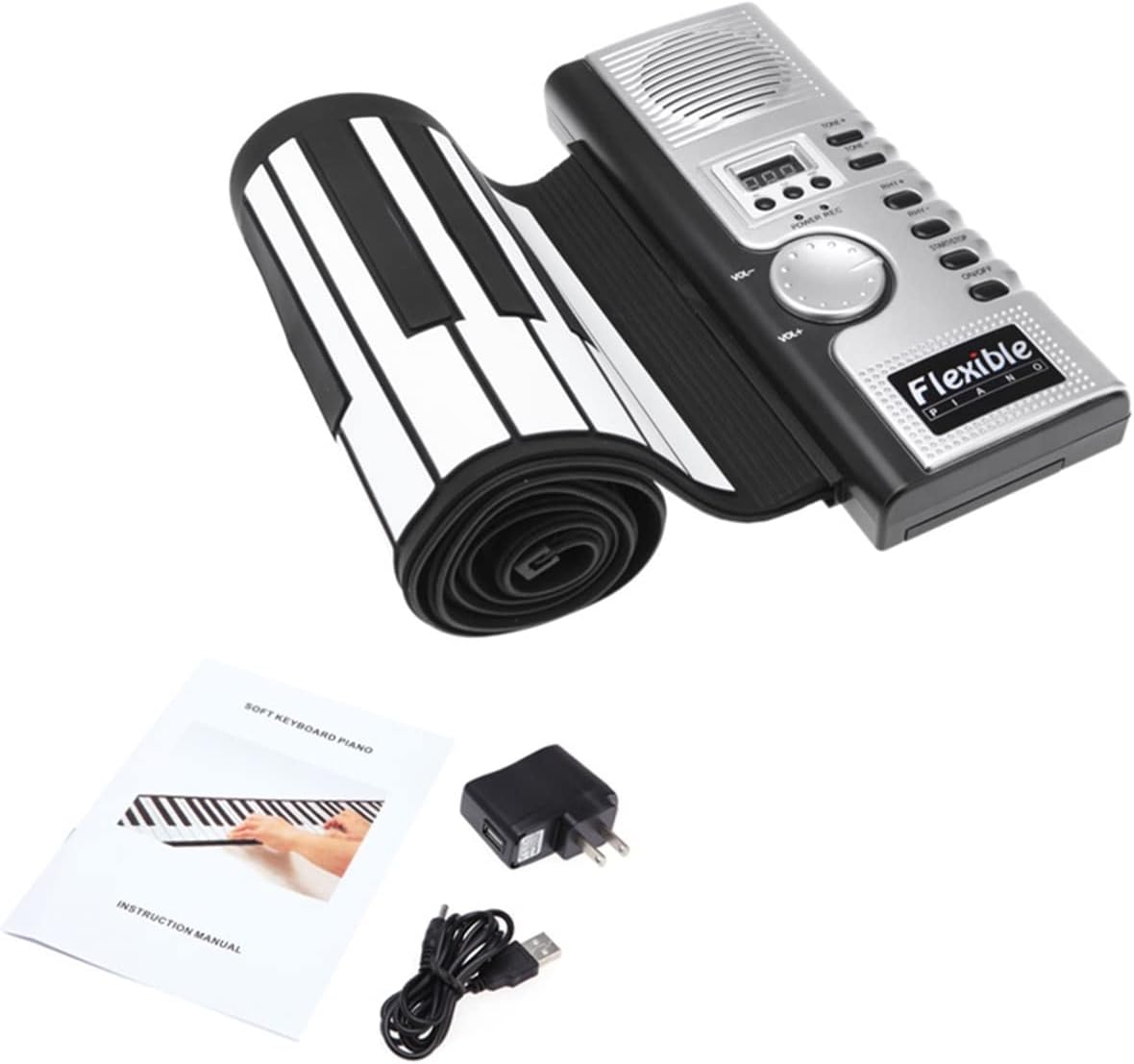 TSTS Piano Foldable Portable 61 Keys Flexible Roll Up Piano USB Electronic MIDI Keyboard Hand Rolled Musical Instrument