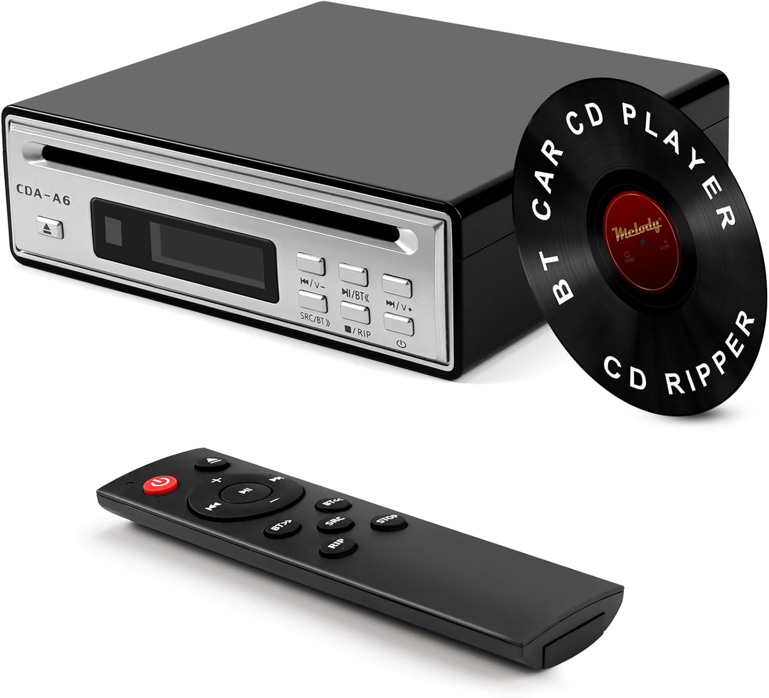 HiFi CD Player for Home, CD Ripper, Bluetooth Car CD Player with USB Ripping, Rip CD to USB, External High-Fidelity Player for Car with Optical, AUX outputs, Bluetooth Transmitter/Receiver