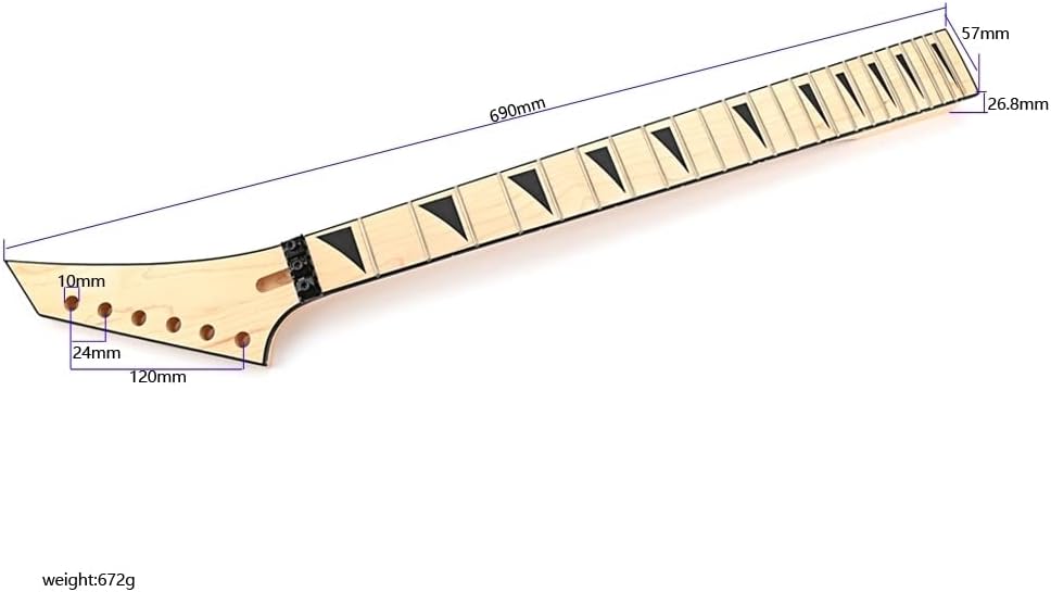 Electric Guitar Neck 24 Fret 25.5 Inch Maple Fingerboard Locking Nut Replacement for Jackson Style