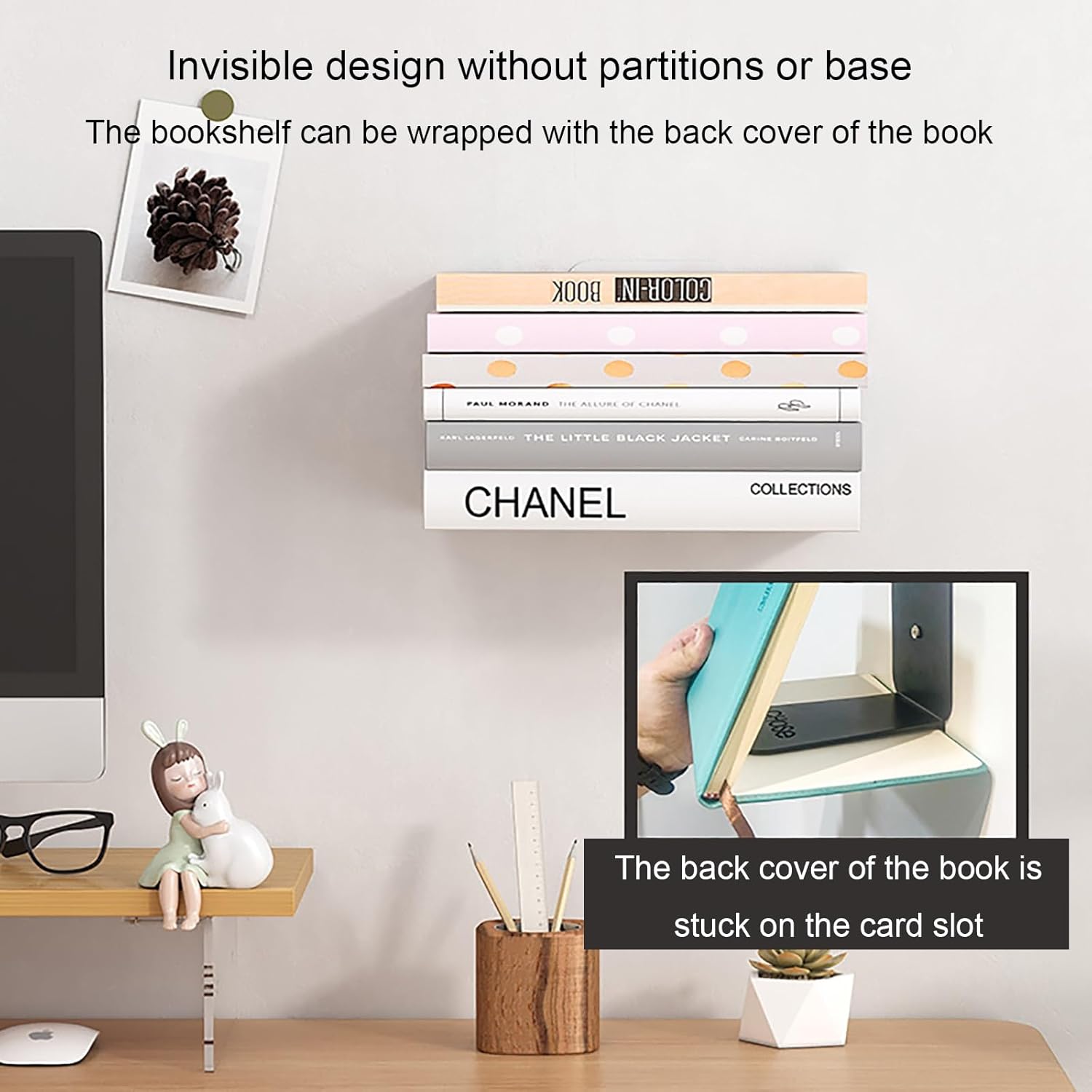 Floating Book Shelves for Wall, Invisible Floating Bookshelf, Wall Mounted & Space Saving, Heavy Duty Metal Display Storage Organizer for Home Office(Black 3)