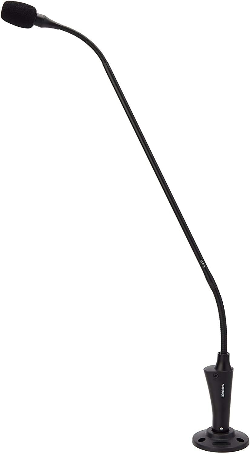 Shure Centraverse CVG Gooseneck Microphone - Black, Cardioid Condenser Mic with 12-inch Neck and Inline Preamplifier, Includes Windscreen & Mounting Flange (CVG12-B/C)