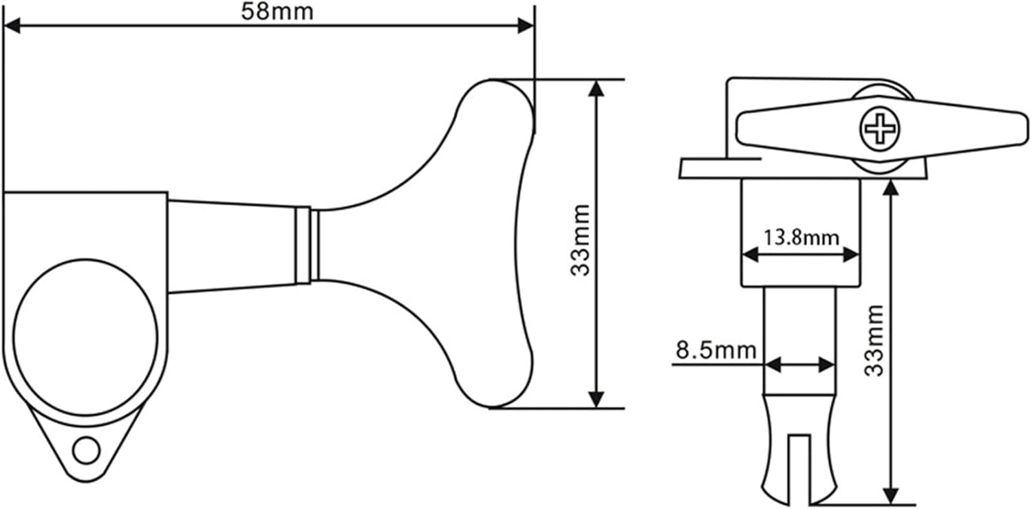 Sealed 2L2R Black 4-String Bass Guitar Tuning Pegs Machine Heads Tuners Gear Ratio:1:17 Guitar Machine Head Tuners
