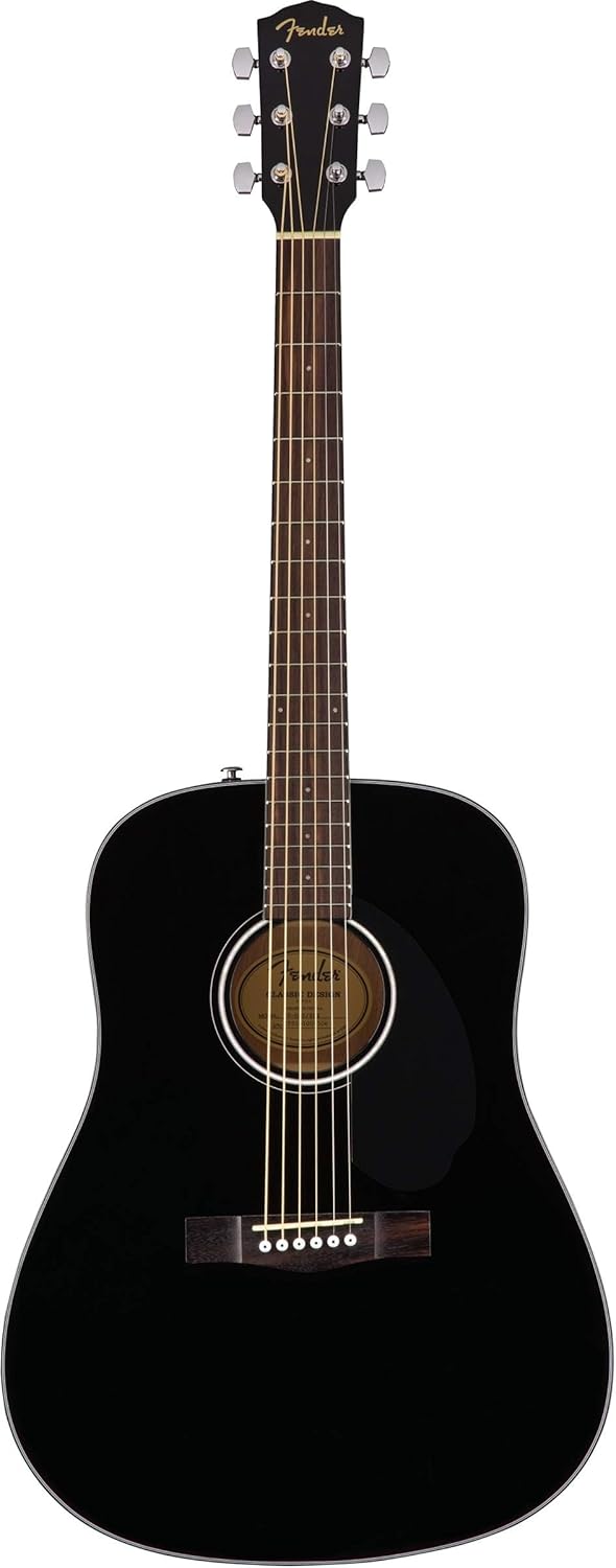 Fender CD-60S Solid Top Dreadnought Acoustic Guitar - Black Bundle with Gig Bag, Tuner, Strap, Strings, Picks, and Austin Bazaar Instructional DVD