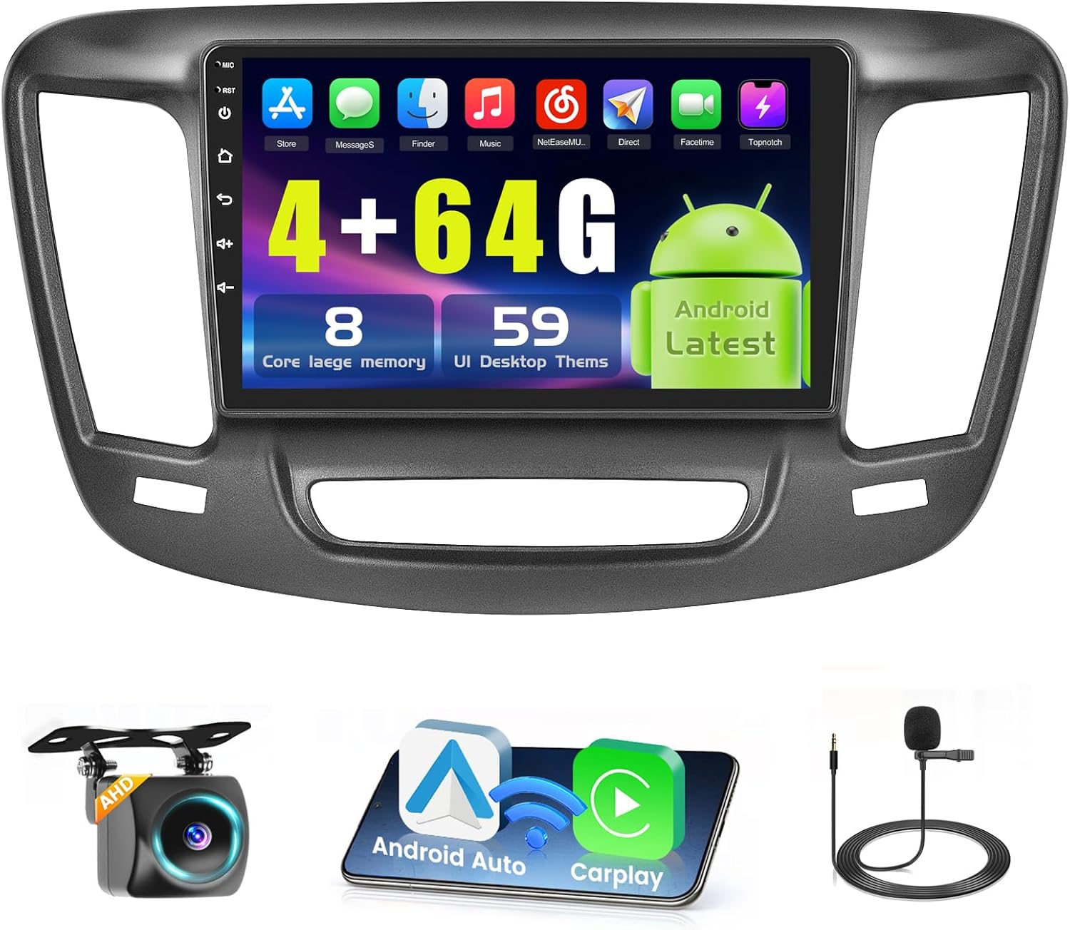 4+64GB Radio for Chrysler 200 200C 200S 2015-2019 Android 15 CarPlay Stereo 8 Core 9