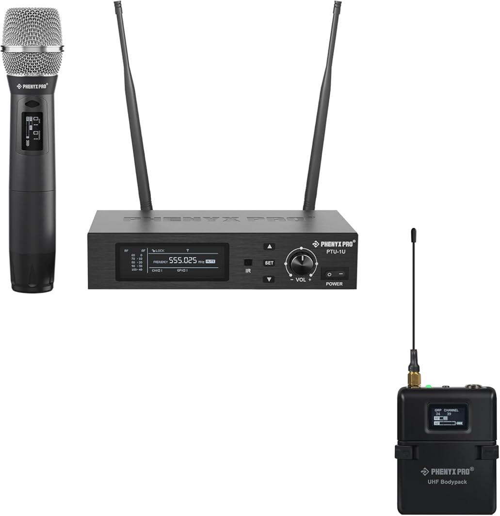 Phenyx Pro True Diversity Wireless Microphone System PTU-1U with Bodypack